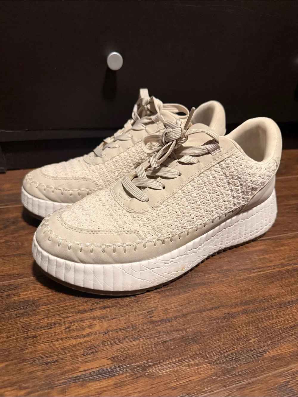 Dolce Vita Beige Woven Platform Sneaker